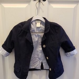 Olive Juice Linen/Cotton Blazer, Navy, 2T